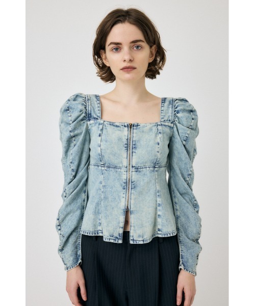 MOUSSY（マウジー）の「AGING DENIM BUSTIER ブラウス（シャツ/ブラウス・レディース・ブラウン/ライトブルー・FREE）」の17枚目の写真