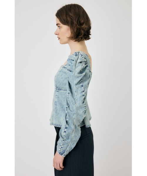 MOUSSY（マウジー）の「AGING DENIM BUSTIER ブラウス（シャツ/ブラウス・レディース・ブラウン/ライトブルー・FREE）」の18枚目の写真