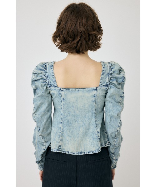 MOUSSY（マウジー）の「AGING DENIM BUSTIER ブラウス（シャツ/ブラウス・レディース・ブラウン/ライトブルー・FREE）」の19枚目の写真