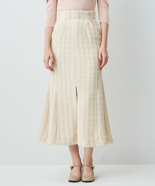 ME COUTURE（ミークチュール）の「ループツイードマーメイドスカート（スカート・レディース・アイボリー/ベビーピンク/ラベンダー・1/0）」の4枚目の写真
