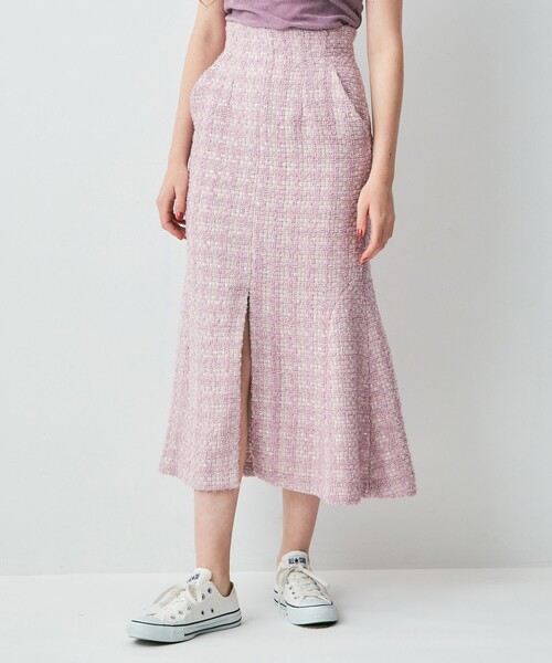 ME COUTURE（ミークチュール）の「ループツイードマーメイドスカート（スカート・レディース・アイボリー/ベビーピンク/ラベンダー・1/0）」の8枚目の写真