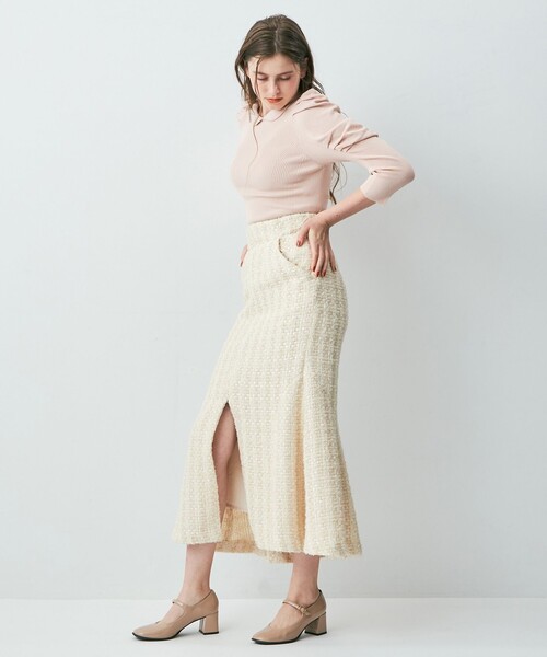 ME COUTURE（ミークチュール）の「ループツイードマーメイドスカート（スカート・レディース・アイボリー/ベビーピンク/ラベンダー・1/0）」の19枚目の写真