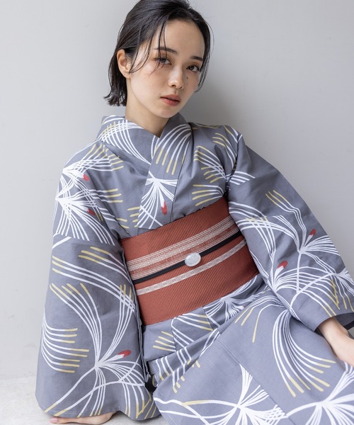 ゆかた館グレース（ユカタカングレース）の「こだわり浴衣５点セット（浴衣・レディース・クリーム/ブルー/イエロー/ブラウン系/ライトブルー/グリーン/ブラック/ホワイト系1/ホワイト系2/グリーン系/パープル系/グレー/ブルー系その他/ホワイト/イエロー系/ブラック系・MEDIUM/SMALL）」の7枚目の写真