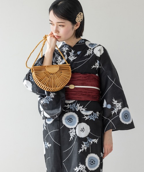 ゆかた館グレース（ユカタカングレース）の「こだわり浴衣５点セット（浴衣・レディース・クリーム/ブルー/イエロー/ブラウン系/ライトブルー/グリーン/ブラック/ホワイト系1/ホワイト系2/グリーン系/パープル系/グレー/ブルー系その他/ホワイト/イエロー系/ブラック系・MEDIUM/SMALL）」の5枚目の写真