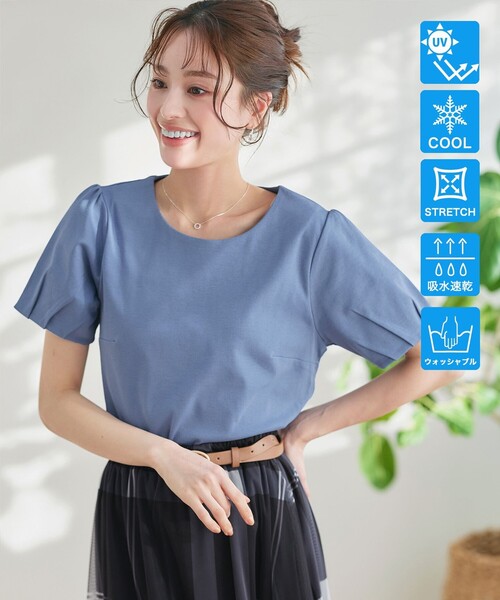 Tiaclasse(ティアクラッセ)の「「あまラク」タックパフスリーブカットソートップス(Tシャツ/カットソー・レディース・ピンク系その他/ネイビー/ブルー/グレー系その他・XL/XXL)」の7枚目の写真
