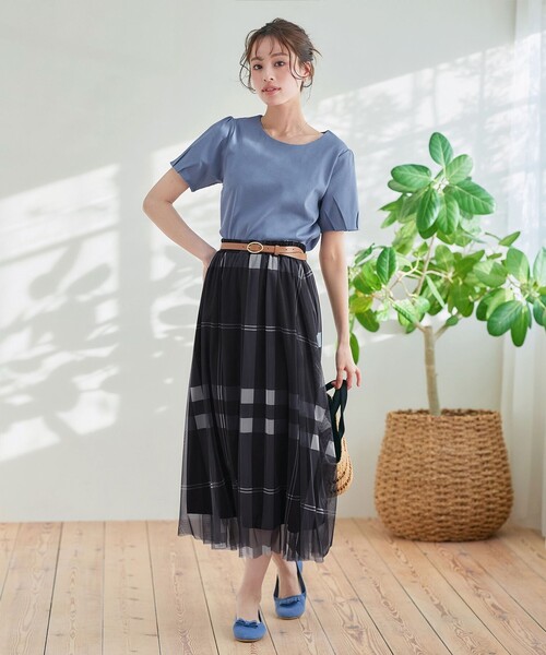 Tiaclasse(ティアクラッセ)の「「あまラク」タックパフスリーブカットソートップス(Tシャツ/カットソー・レディース・ピンク系その他/ネイビー/ブルー/グレー系その他・XL/XXL)」の9枚目の写真