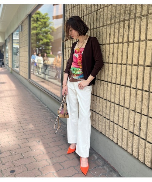 Desert Rose(デザートローズ)の「【DESERT ROSE/デザートローズ】Vネックニットカーディガン(カーディガン/ボレロ・レディース・ブラウン/グリーン/ブラック/ホワイト/ピンク・FREE)」の6枚目の写真