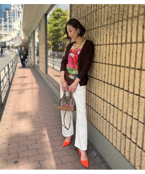 Desert Rose(デザートローズ)の「【DESERT ROSE/デザートローズ】Vネックニットカーディガン(カーディガン/ボレロ・レディース・ブラウン/グリーン/ブラック/ホワイト/ピンク・FREE)」の7枚目の写真