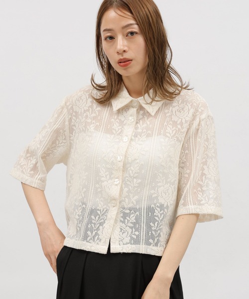 LAKOLE（ラコレ）の「レースショートシャツ半袖 / 115148（シャツ/ブラウス・レディース・ブルー/ブラック/アイボリー/エンジ・SMALL/MEDIUM）」の19枚目の写真