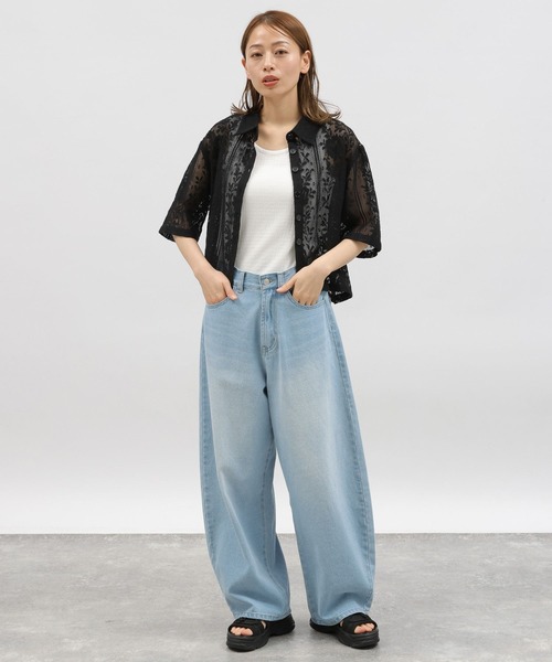 LAKOLE（ラコレ）の「レースショートシャツ半袖 / 115148（シャツ/ブラウス・レディース・ブルー/ブラック/アイボリー/エンジ・SMALL/MEDIUM）」の10枚目の写真