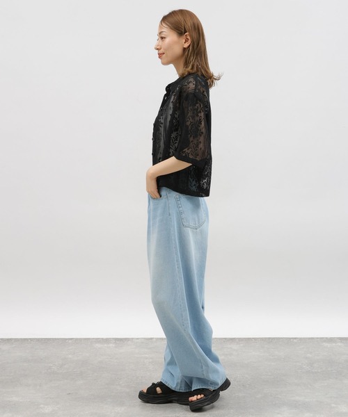 LAKOLE（ラコレ）の「レースショートシャツ半袖 / 115148（シャツ/ブラウス・レディース・ブルー/ブラック/アイボリー/エンジ・SMALL/MEDIUM）」の11枚目の写真