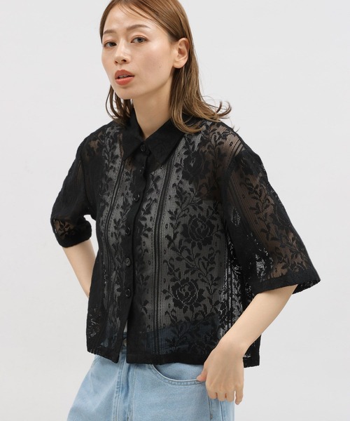 LAKOLE（ラコレ）の「レースショートシャツ半袖 / 115148（シャツ/ブラウス・レディース・ブルー/ブラック/アイボリー/エンジ・SMALL/MEDIUM）」の13枚目の写真