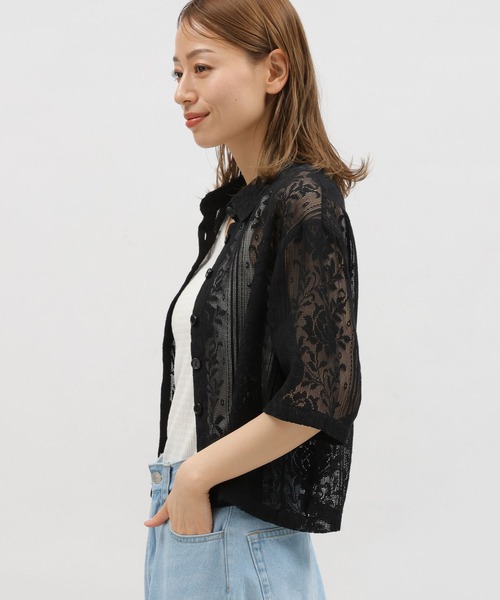 LAKOLE（ラコレ）の「レースショートシャツ半袖 / 115148（シャツ/ブラウス・レディース・ブルー/ブラック/アイボリー/エンジ・SMALL/MEDIUM）」の14枚目の写真