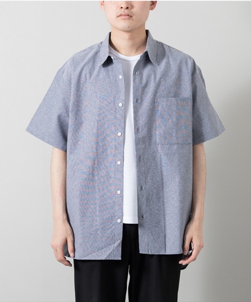 STYLEBLOCK（スタイルブロック）の「オックス半袖シャツ(BIGシルエット)（シャツ/ブラウス・メンズ・ネイビー/ホワイト/ライトグレー・M/L）」の3枚目の写真