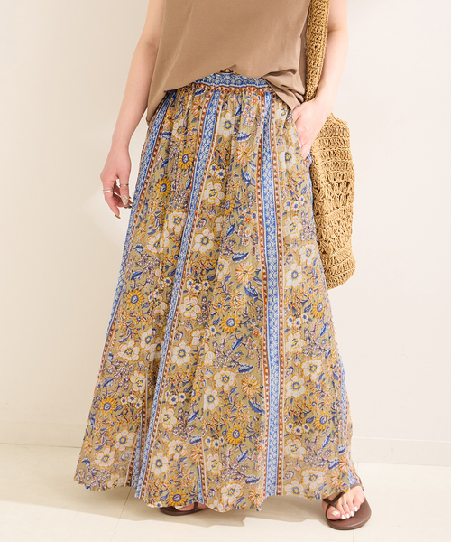 B.C STOCK（ベーセーストック）の「エスニックプリントギャザースカート（スカート・レディース・ネイビー/パープル/レッド/イエロー・FREE）」の19枚目の写真
