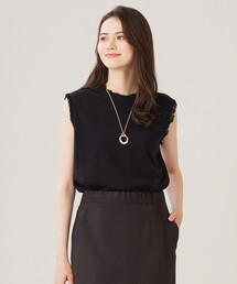 フリンジディテールノースリーブ カットソー