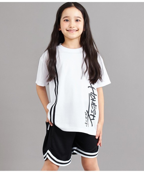 ANAP kids(アナップキッズ)の「速乾スポーティラインビッグTシャツ(Tシャツ/カットソー・キッズ・グリーン/ブラック/ホワイト・110cm/120cm/130cm)」の2枚目の写真