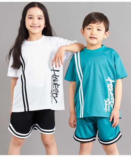 ANAP kids(アナップキッズ)の「速乾スポーティラインビッグTシャツ(Tシャツ/カットソー・キッズ・グリーン/ブラック/ホワイト・110cm/120cm/130cm)」の3枚目の写真