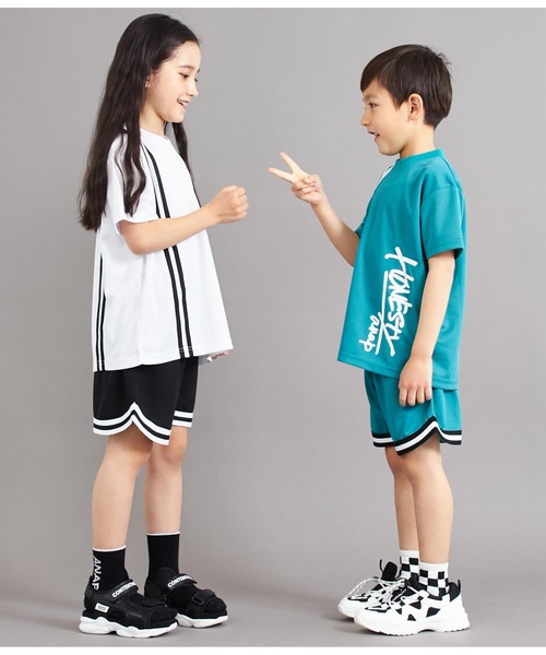 ANAP kids(アナップキッズ)の「速乾スポーティラインビッグTシャツ(Tシャツ/カットソー・キッズ・グリーン/ブラック/ホワイト・110cm/120cm/130cm)」の18枚目の写真