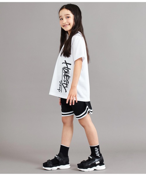 ANAP kids(アナップキッズ)の「速乾スポーティラインビッグTシャツ(Tシャツ/カットソー・キッズ・グリーン/ブラック/ホワイト・110cm/120cm/130cm)」の21枚目の写真