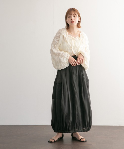 KBF（ケイビーエフ）の「シアーバルーンスカート（スカート・レディース・ブラック/アイボリー・ONE）」の16枚目の写真