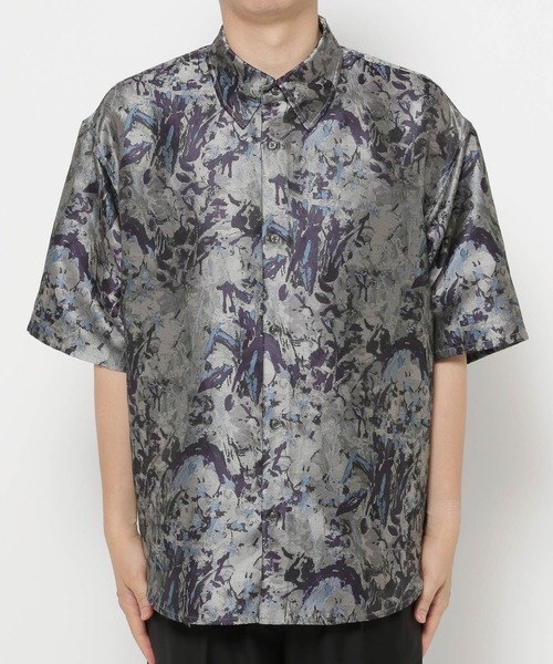 HARE（ハレ）の「ジャガードブラーフラワーシャツ(HARE)（シャツ/ブラウス・メンズ・グレー/ブラック/ブルー・FREE）」の7枚目の写真