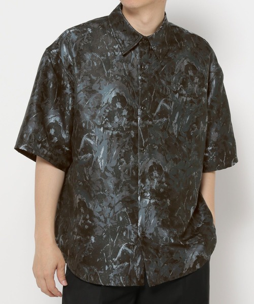 HARE（ハレ）の「ジャガードブラーフラワーシャツ(HARE)（シャツ/ブラウス・メンズ・グレー/ブラック/ブルー・FREE）」の4枚目の写真