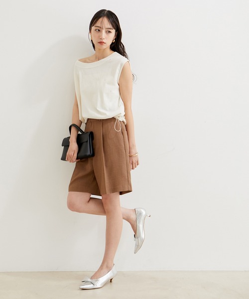 VIS（ビス）の「【洗える】ホットフィットピグメント加工短丈プルオーバー（Tシャツ/カットソー・レディース・オフホワイト/サックスブルー/スミクロ・FREE）」の14枚目の写真