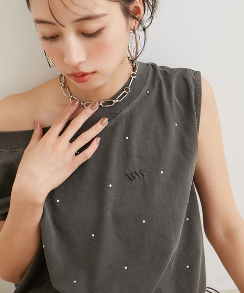 VIS（ビス）の「【洗える】ホットフィットピグメント加工短丈プルオーバー（Tシャツ/カットソー・レディース・オフホワイト/サックスブルー/スミクロ・FREE）」の19枚目の写真