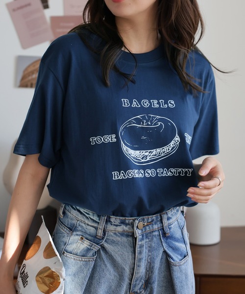 Girly Doll(ガーリードール)の「BAGLEプリントTシャツ(Tシャツ/カットソー・レディース・ホワイト/ネイビー・M/L)」の2枚目の写真