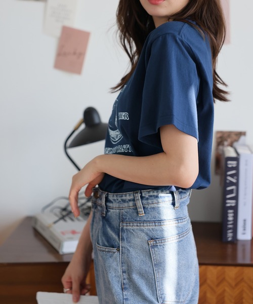 Girly Doll(ガーリードール)の「BAGLEプリントTシャツ(Tシャツ/カットソー・レディース・ホワイト/ネイビー・M/L)」の12枚目の写真
