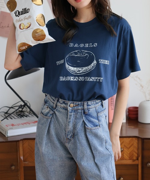 Girly Doll(ガーリードール)の「BAGLEプリントTシャツ(Tシャツ/カットソー・レディース・ホワイト/ネイビー・M/L)」の13枚目の写真
