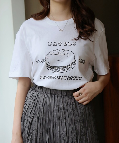 Girly Doll(ガーリードール)の「BAGLEプリントTシャツ(Tシャツ/カットソー・レディース・ホワイト/ネイビー・M/L)」の3枚目の写真
