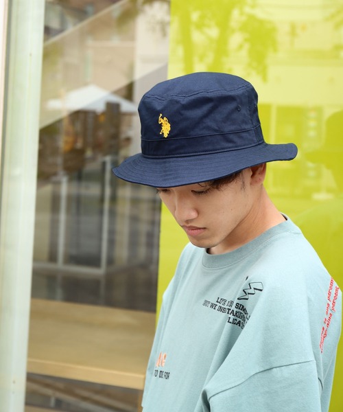 韓国*UMBRO■リバーシブル スエードボアバケットハット■送料込 U.S. POLO ASSN. (ユーエスポロアッスン) ワンポイント ツイル