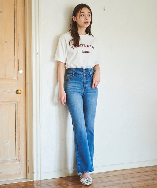 31 Sons de mode(トランテアン ソン ドゥ モード)の「カレッジライクPARISロゴT(Tシャツ/カットソー・レディース・オフホワイト/ネイビー・フリー)」の7枚目の写真