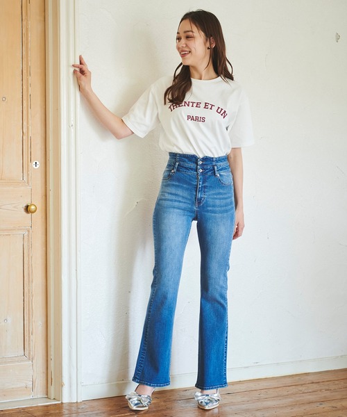 31 Sons de mode(トランテアン ソン ドゥ モード)の「カレッジライクPARISロゴT(Tシャツ/カットソー・レディース・オフホワイト/ネイビー・フリー)」の8枚目の写真