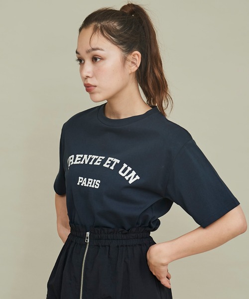 31 Sons de mode(トランテアン ソン ドゥ モード)の「カレッジライクPARISロゴT(Tシャツ/カットソー・レディース・オフホワイト/ネイビー・フリー)」の21枚目の写真