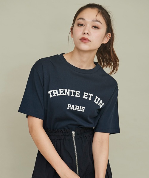 31 Sons de mode(トランテアン ソン ドゥ モード)の「カレッジライクPARISロゴT(Tシャツ/カットソー・レディース・オフホワイト/ネイビー・フリー)」の22枚目の写真