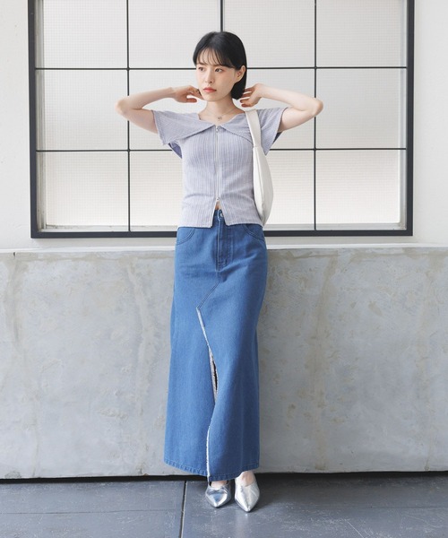 3.3 Field Trip （3.3フィールドトリップ）の「3.3 Field Trip／オフショルジップT（Tシャツ/カットソー・レディース・ブラック/ホワイト/パープル・FREE）」の14枚目の写真