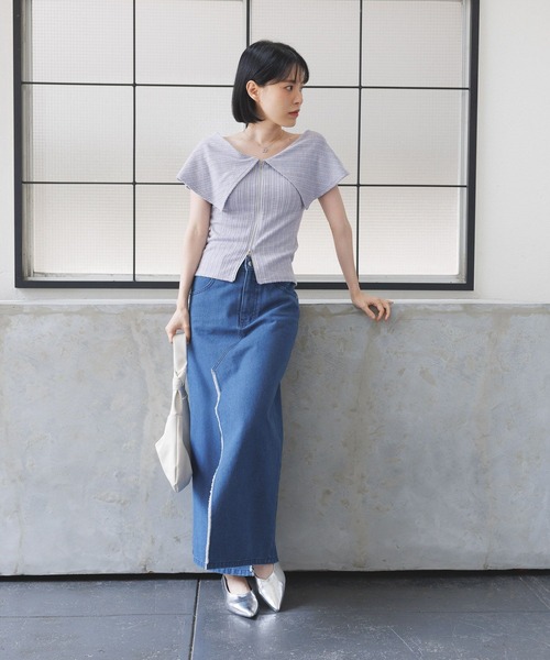 3.3 Field Trip （3.3フィールドトリップ）の「3.3 Field Trip／オフショルジップT（Tシャツ/カットソー・レディース・ブラック/ホワイト/パープル・FREE）」の15枚目の写真