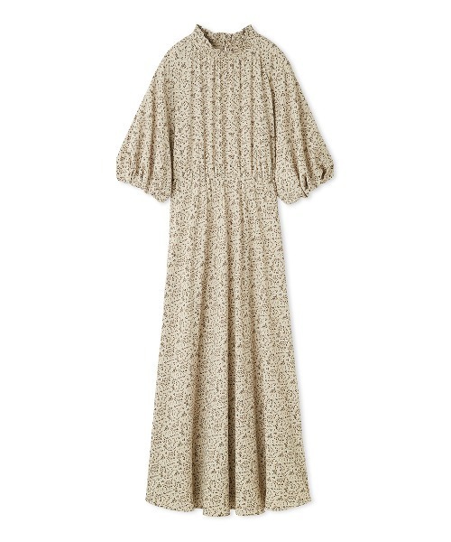 Mila Owen(ミラオーウェン)の「パフスリーブハイネック柄シフォンワンピース【手洗い可能】(ワンピース・レディース・アイボリー/チャコールグレー・0/1)」の12枚目の写真