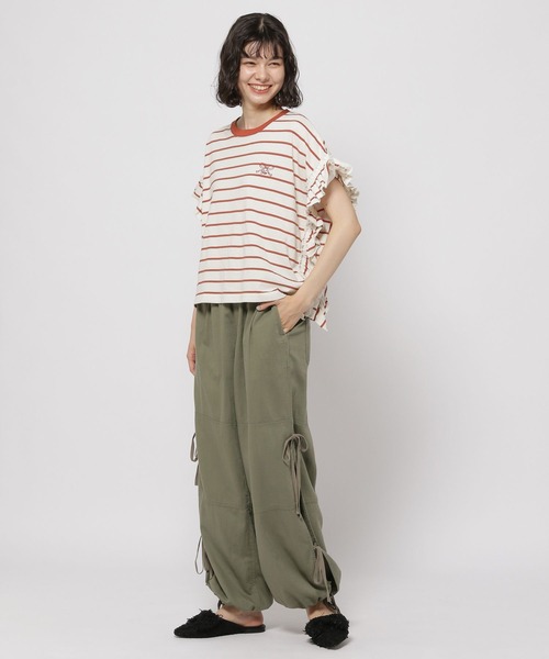 niko and...（ニコアンド）の「チュールフリルボーダープルオーバー（Tシャツ/カットソー・レディース・ブラック/レッド/グリーン・FREE）」の17枚目の写真