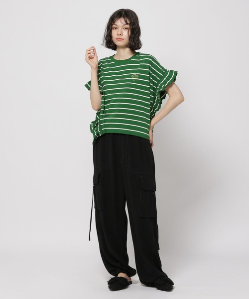 niko and...（ニコアンド）の「チュールフリルボーダープルオーバー（Tシャツ/カットソー・レディース・ブラック/レッド/グリーン・FREE）」の16枚目の写真