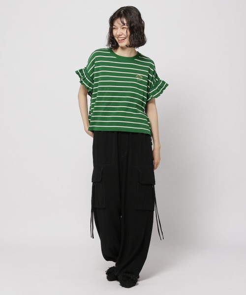 niko and...（ニコアンド）の「チュールフリルボーダープルオーバー（Tシャツ/カットソー・レディース・ブラック/レッド/グリーン・FREE）」の15枚目の写真