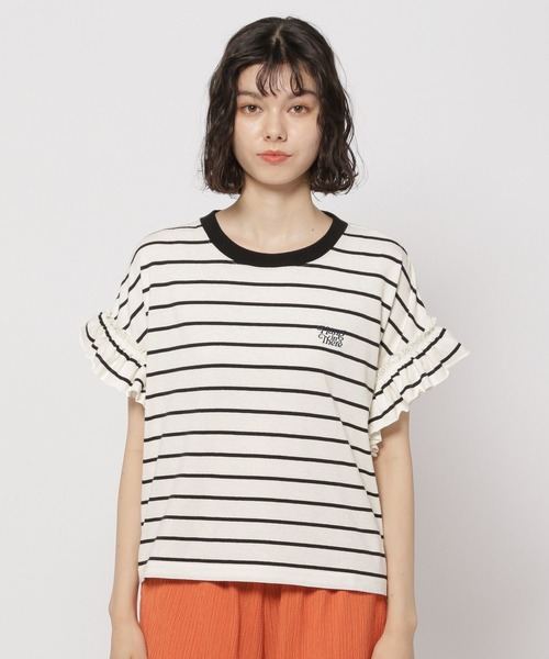 niko and...（ニコアンド）の「チュールフリルボーダープルオーバー（Tシャツ/カットソー・レディース・ブラック/レッド/グリーン・FREE）」の14枚目の写真