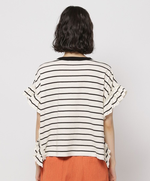 niko and...（ニコアンド）の「チュールフリルボーダープルオーバー（Tシャツ/カットソー・レディース・ブラック/レッド/グリーン・FREE）」の12枚目の写真