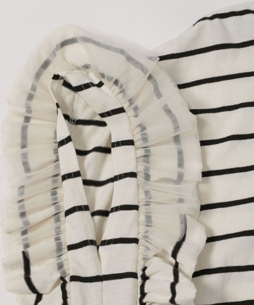 niko and...（ニコアンド）の「チュールフリルボーダープルオーバー（Tシャツ/カットソー・レディース・ブラック/レッド/グリーン・FREE）」の8枚目の写真