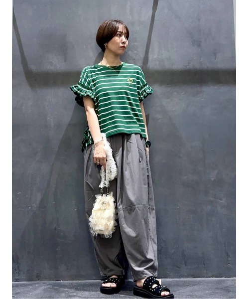 niko and...（ニコアンド）の「チュールフリルボーダープルオーバー（Tシャツ/カットソー・レディース・ブラック/レッド/グリーン・FREE）」の22枚目の写真