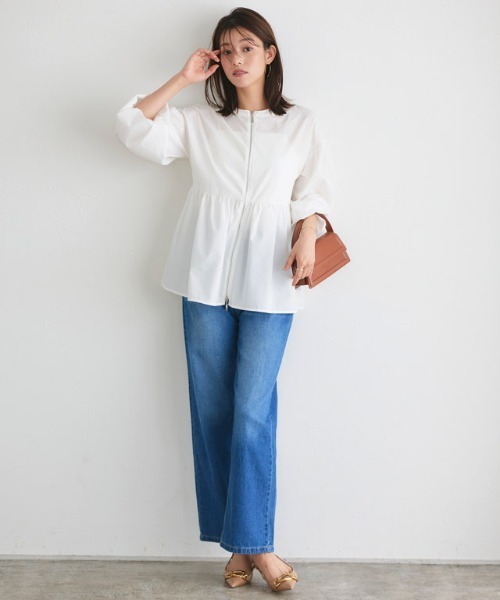 Pierrot(ピエロ)の「ペプラムジップブラウス(シャツ/ブラウス・レディース・ブラック/オフホワイト・M/L)」の8枚目の写真