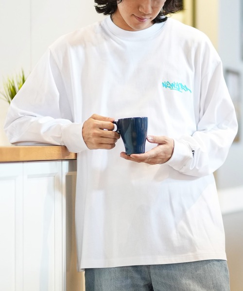 【美品】ニューレーベル　オーバーサイズカットソー　ロンT　バックプリント セールNEW ERA&frasl;ニューエラ ロンT&frasl;コットンTee オーバーサイズ バック